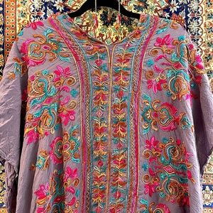 Embroidered flowy top